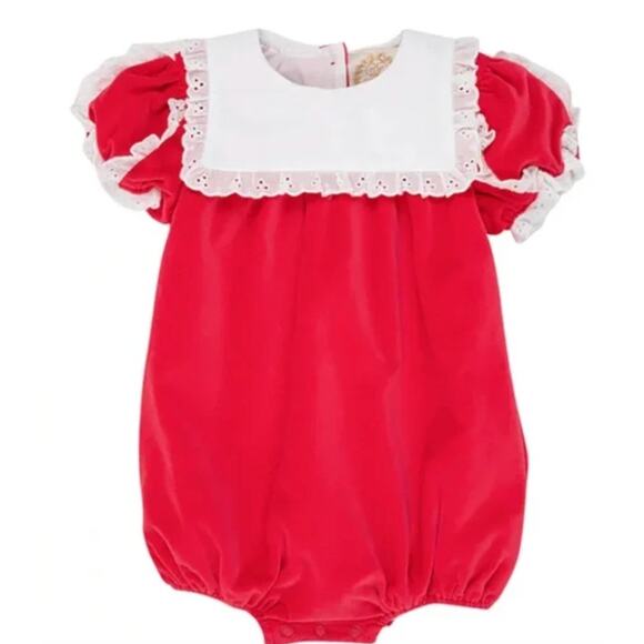 NWT The Beaufort Bonnet Company Bea Louise Bubble Velveteen Red / 12-18 months - Picture 4 of 4